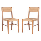 Chaise de salle à manger en rotin naturel/noir, dossier ouvert tissé, lot de 2