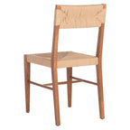 Chaise de salle à manger en rotin naturel/noir, dossier ouvert tissé, lot de 2
