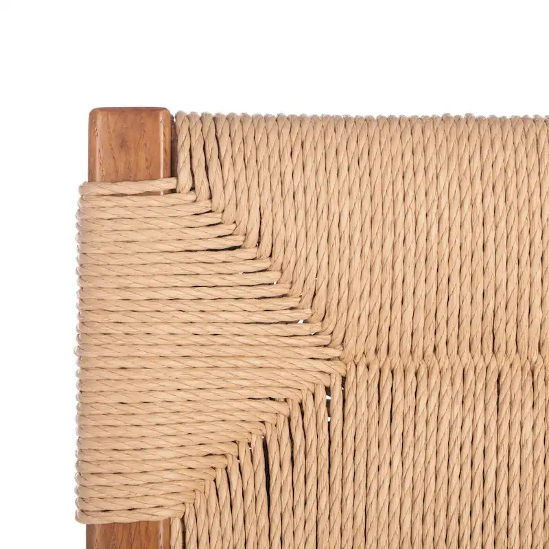 Chaise de salle à manger en rotin naturel/noir, dossier ouvert tissé, lot de 2