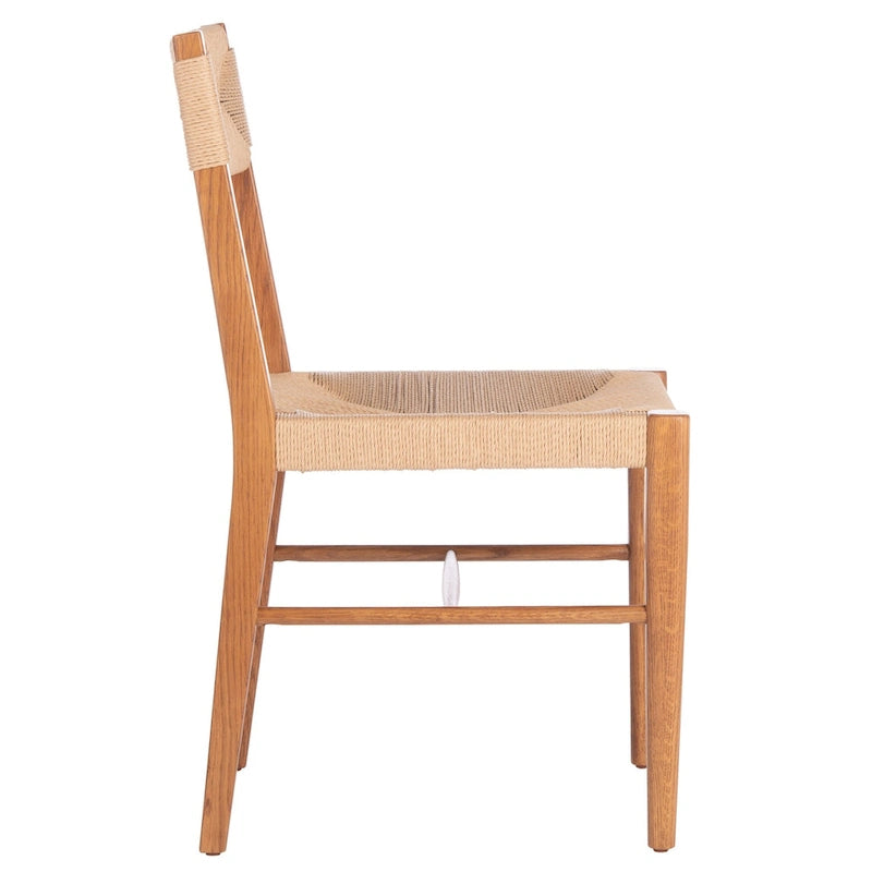 Chaise de salle à manger en rotin naturel/noir, dossier ouvert tissé, lot de 2