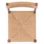Chaise de salle à manger en rotin naturel/noir, dossier ouvert tissé, lot de 2