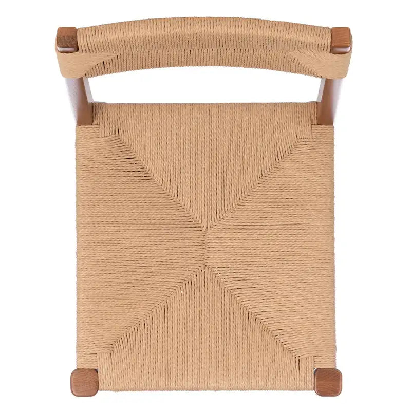 Chaise de salle à manger en rotin naturel/noir, dossier ouvert tissé, lot de 2