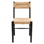 Chaise de salle à manger en rotin naturel/noir, dossier ouvert tissé, lot de 2