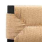 Chaise de salle à manger en rotin naturel/noir, dossier ouvert tissé, lot de 2