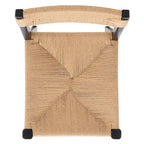 Chaise de salle à manger en rotin naturel/noir, dossier ouvert tissé, lot de 2
