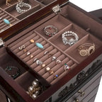 Miroir-armoire à bijoux marron, simple, avec crochets à collier