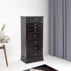 Miroir-armoire à bijoux marron, simple, avec crochets à collier