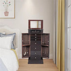Miroir-armoire à bijoux marron, simple, avec crochets à collier