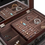 Miroir-armoire à bijoux marron, simple, avec crochets à collier
