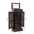 Miroir-armoire à bijoux marron, simple, avec crochets à collier