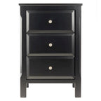 Black Wooden Nightstand Accent Table with 3 Spacious Storage Drawers - 15.75L x 15.75W x 23.63H