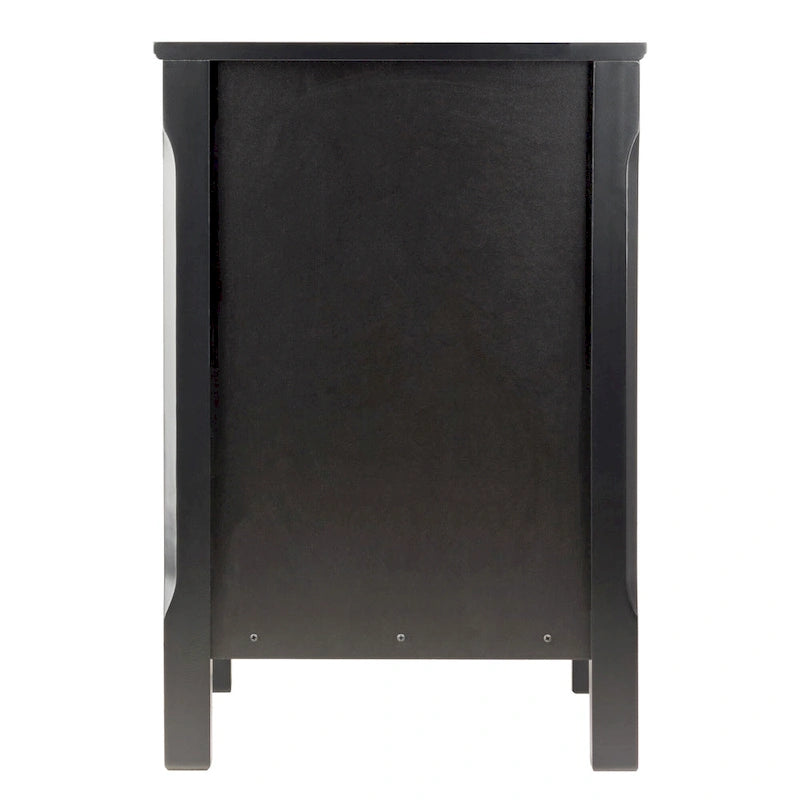 Table de chevet noire à 3 tiroirs, bois composite, simple