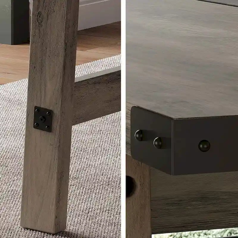 Table de salle à manger grise, rustique et moderne, 4 à 6 places