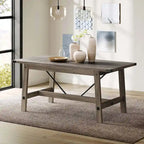 Table de salle à manger grise, rustique et moderne, 4 à 6 places