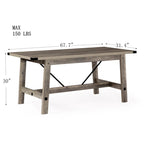 Table de salle à manger grise, rustique et moderne, 4 à 6 places