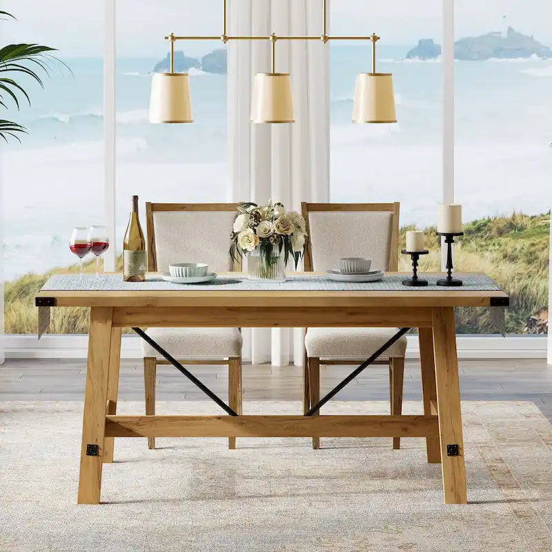 Table de salle à manger grise, rustique et moderne, 4 à 6 places