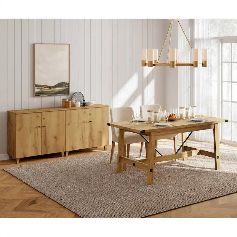 Table de salle à manger grise, rustique et moderne, 4 à 6 places