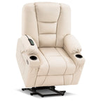 Fauteuil inclinable releveur électrique en similicuir marron foncé/marron clair/rouge avec massage et chauffage – Une place