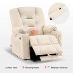 Fauteuil inclinable releveur électrique en similicuir marron foncé/marron clair/rouge avec massage et chauffage – Une place