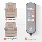 Fauteuil inclinable releveur électrique en similicuir marron foncé/marron clair/rouge avec massage et chauffage – Une place