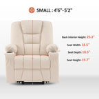 Fauteuil inclinable releveur électrique en similicuir marron foncé/marron clair/rouge avec massage et chauffage – Une place