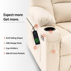 Fauteuil inclinable releveur électrique en similicuir marron foncé/marron clair/rouge avec massage et chauffage – Une place