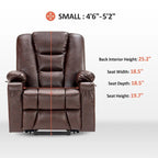 Fauteuil inclinable releveur électrique en similicuir marron foncé/marron clair/rouge avec massage et chauffage – Une place