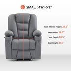 Fauteuil inclinable releveur électrique en similicuir marron foncé/marron clair/rouge avec massage et chauffage – Une place