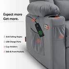 Fauteuil inclinable releveur électrique en similicuir marron foncé/marron clair/rouge avec massage et chauffage – Une place