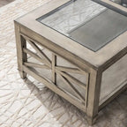 Table basse rectangulaire en verre, grande, 115,5 cm x 48 cm, avec étagère à un niveau