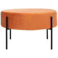 Pouf de cocktail rond en velours – Sienne/Vert malachite/Rose poudré/Gris, pieds noirs mats, une place