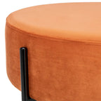 Pouf de cocktail rond en velours – Sienne/Vert malachite/Rose poudré/Gris, pieds noirs mats, une place