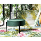 Pouf de cocktail rond en velours – Sienne/Vert malachite/Rose poudré/Gris, pieds noirs mats, une place