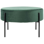 Pouf de cocktail rond en velours – Sienne/Vert malachite/Rose poudré/Gris, pieds noirs mats, une place