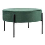 Pouf de cocktail rond en velours – Sienne/Vert malachite/Rose poudré/Gris, pieds noirs mats, une place