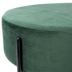 Pouf de cocktail rond en velours – Sienne/Vert malachite/Rose poudré/Gris, pieds noirs mats, une place