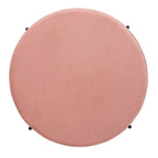 Pouf de cocktail rond en velours – Sienne/Vert malachite/Rose poudré/Gris, pieds noirs mats, une place
