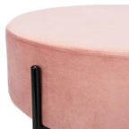 Pouf de cocktail rond en velours – Sienne/Vert malachite/Rose poudré/Gris, pieds noirs mats, une place