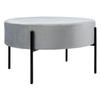 Pouf de cocktail rond en velours – Sienne/Vert malachite/Rose poudré/Gris, pieds noirs mats, une place