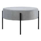 Pouf de cocktail rond en velours – Sienne/Vert malachite/Rose poudré/Gris, pieds noirs mats, une place