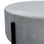 Pouf de cocktail rond en velours – Sienne/Vert malachite/Rose poudré/Gris, pieds noirs mats, une place