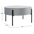 Pouf de cocktail rond en velours – Sienne/Vert malachite/Rose poudré/Gris, pieds noirs mats, une place