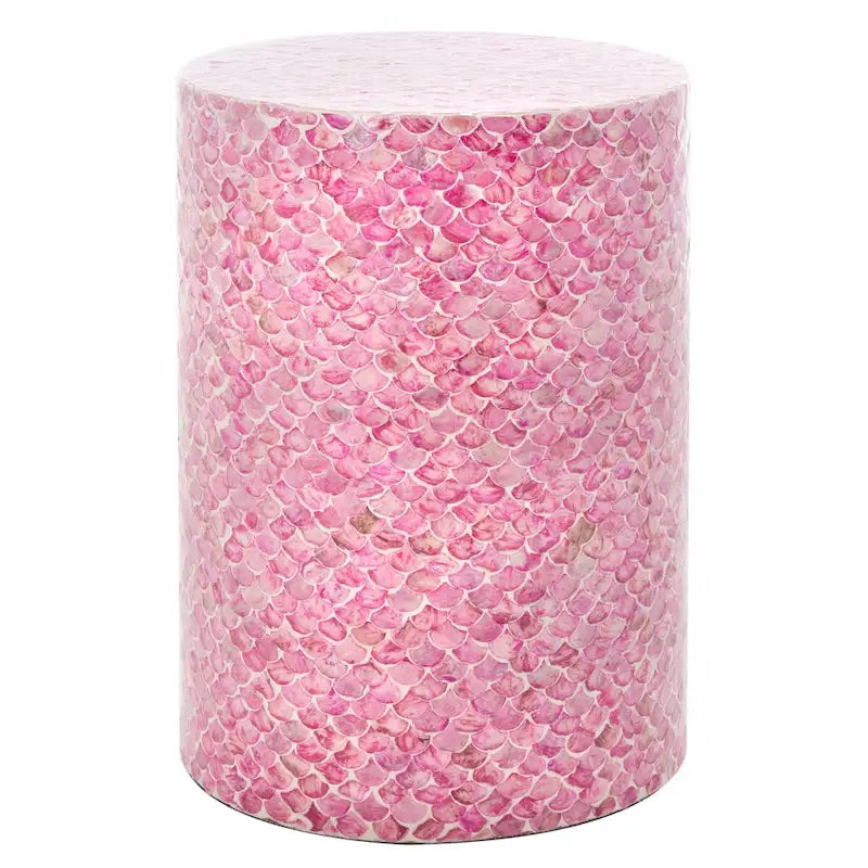 Table d'appoint ronde rose foncé, motif écaille de poisson, 1 pièce