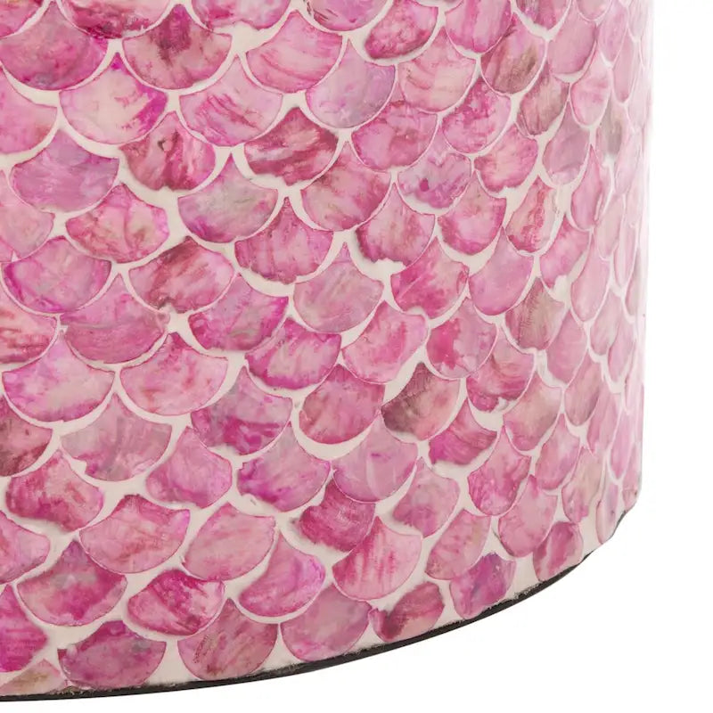 Table d'appoint ronde rose foncé, motif écaille de poisson, 1 pièce