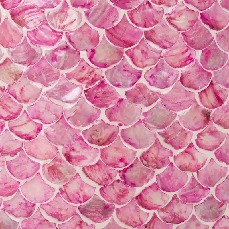 Table d'appoint ronde rose foncé, motif écaille de poisson, 1 pièce