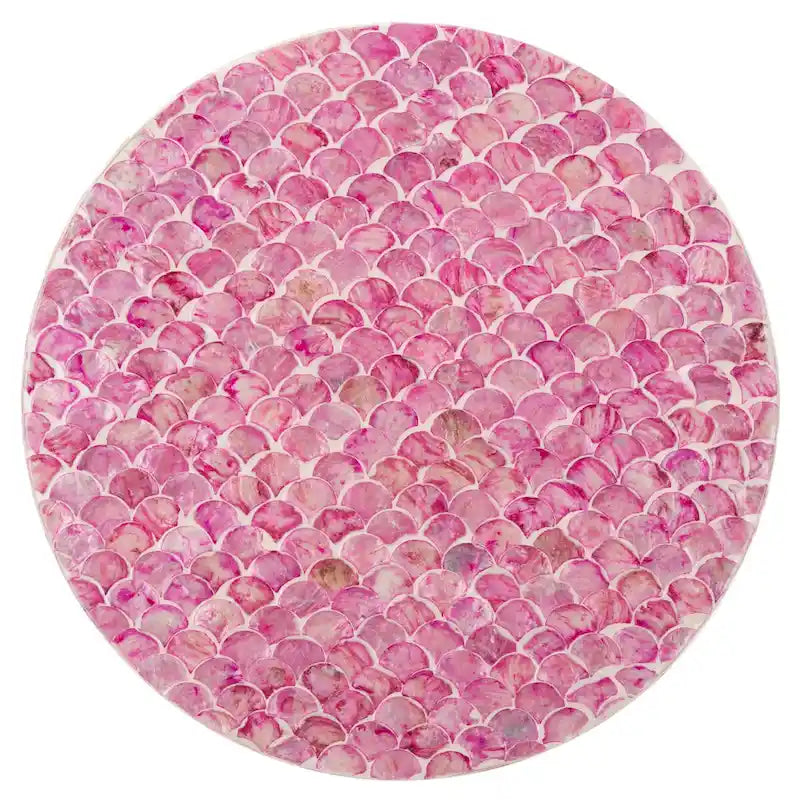Table d'appoint ronde rose foncé, motif écaille de poisson, 1 pièce