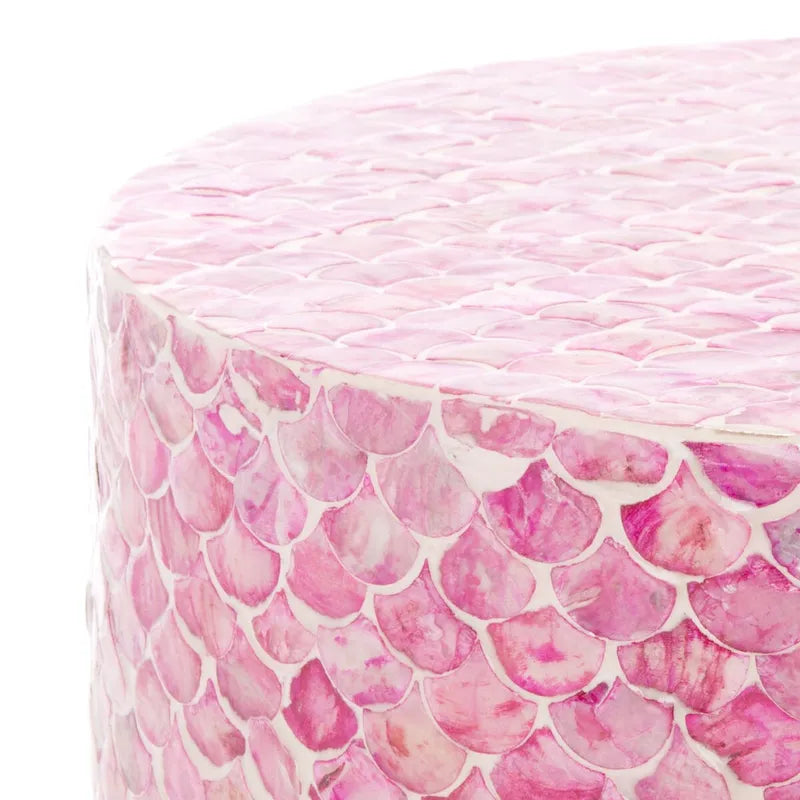 Table d'appoint ronde rose foncé, motif écaille de poisson, 1 pièce