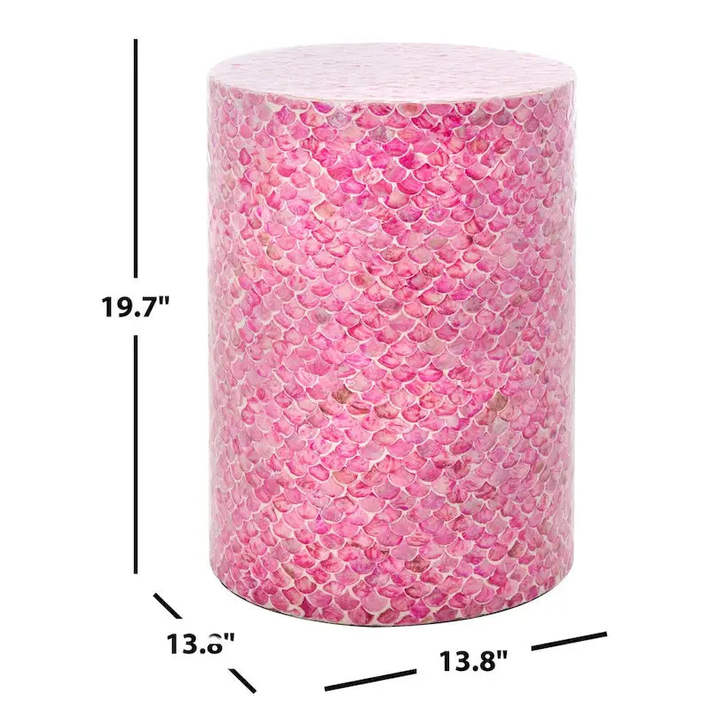 Table d'appoint ronde rose foncé, motif écaille de poisson, 1 pièce