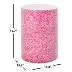 Table d'appoint ronde rose foncé, motif écaille de poisson, 1 pièce