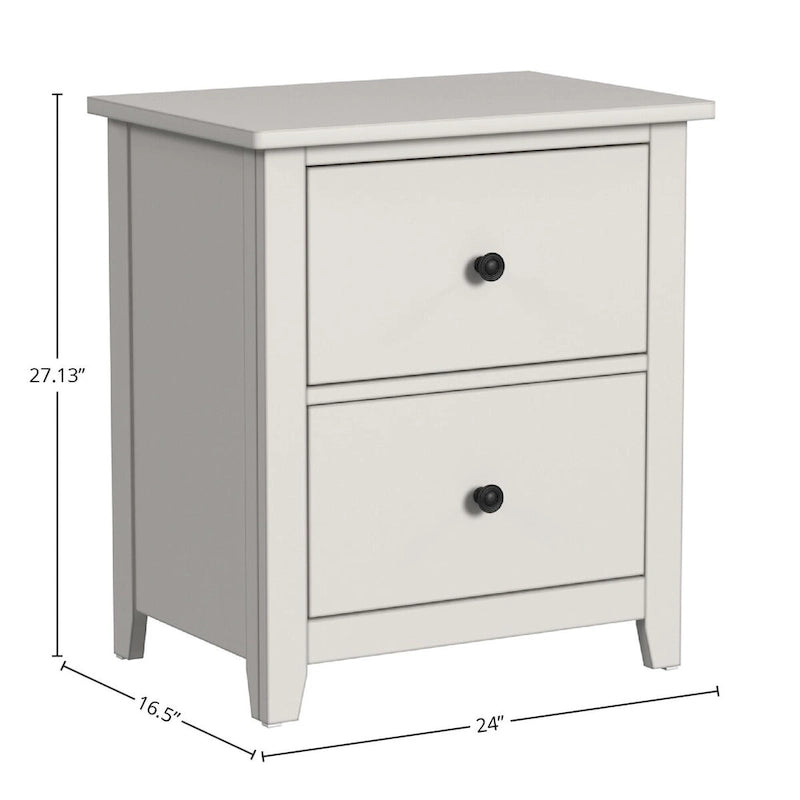 Table de chevet de ferme à 2 tiroirs crème, 1 personne